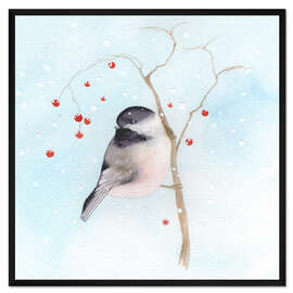 Gerahmter Kunstdruck Meise im Winter