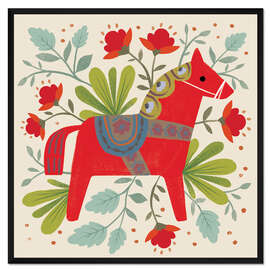 Gerahmter Kunstdruck Dala Pferd