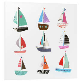 Foam board print Nine sailboats