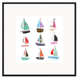 Kunsttryk i ramme Nine sailboats