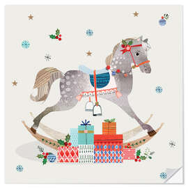 Selvklæbende plakat Advent rocking horse