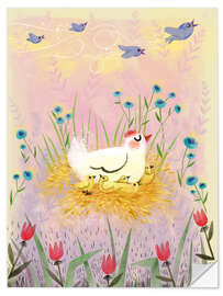 Sticker mural Poule avec ses poussins