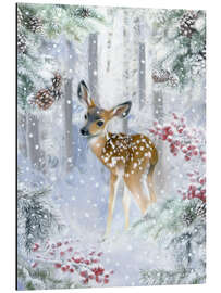 Magnettafel Kitz im Winterwald