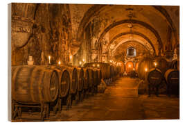 Wood print Historic wine cellar in the Cistercian monastery