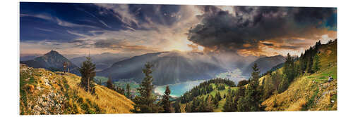 Foam board print Achensee with Karwendel at sunset