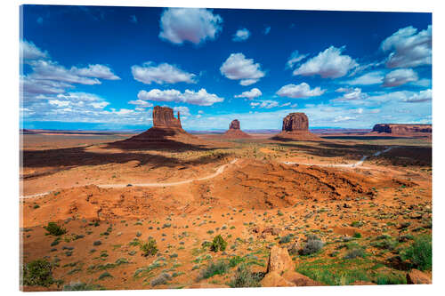 Tableau en verre acrylique Ciel bleu sur Monument Valley II