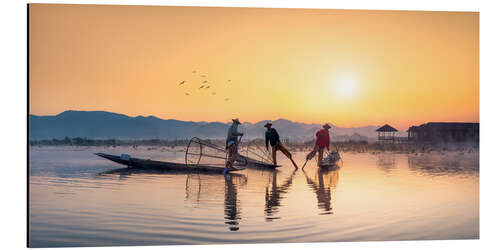 Aluminiumtavla Intha Fischer on the Inle Lake in Myanmar