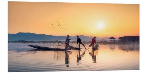 Foam board print Intha Fischer on the Inle Lake in Myanmar