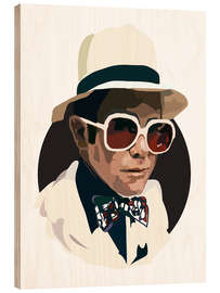 Wood print Elton John