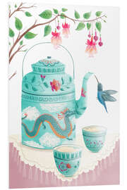 Foam board print Hummingbird at the tea set