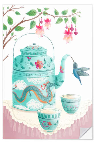 Wall sticker Hummingbird at the tea set