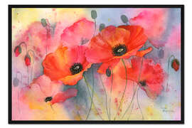 Gerahmter Kunstdruck Tiefroter Mohn