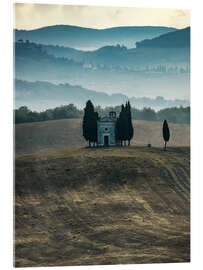 Acrylglas print Small chapel in Tuscany