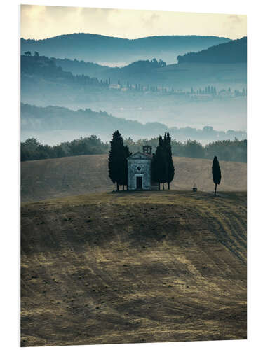 Foam board print Small chapel in Tuscany