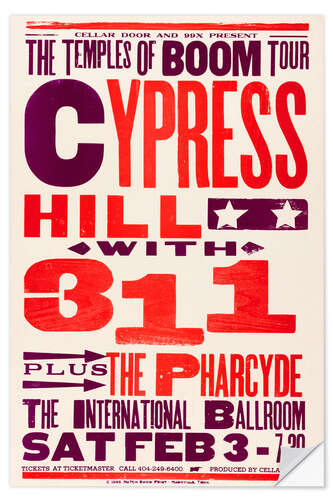 Selvklebende plakat Cypress Hill, 311, The Pharcyde. Tour 1996