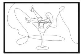 Gerahmter Kunstdruck Frau im Glas
