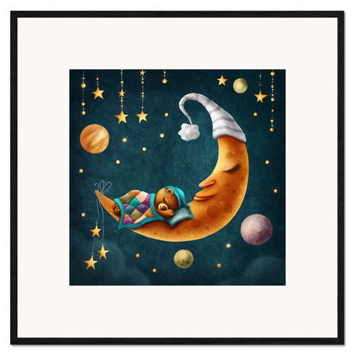 Gerahmter Kunstdruck Schlafender Bär und Mond