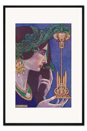 Gerahmter Kunstdruck Frau mit Schlangen