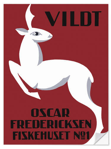 Selvklebende plakat Vildt - Oscar Fredericksen Fiskehuset No. 1