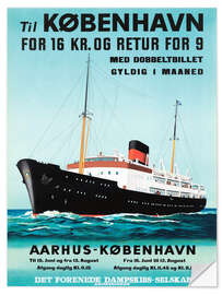 Selvklebende plakat Aarhus - København (DFDS, 1939)