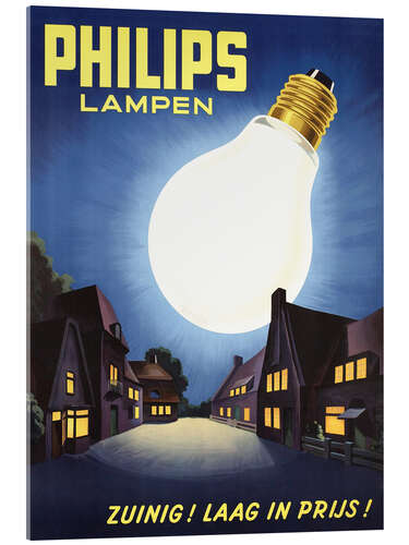 Acrylic print Philips lamps, advertising poster (Dutch)