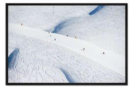 Gerahmter Kunstdruck Entfernte Skipiste bei Kleine Scheidegg
