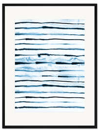 Gerahmter Kunstdruck Elektrische Farbstreifen, hellblau