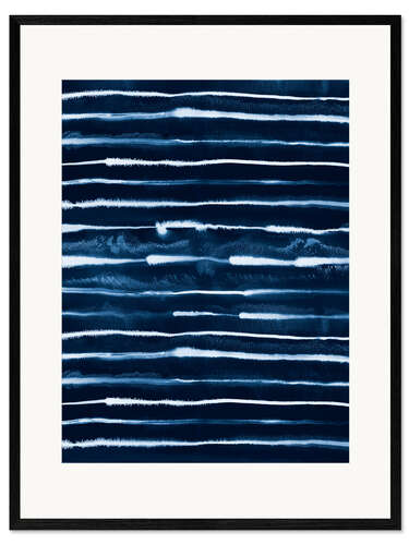 Kunsttryk i ramme Electric Ink Stripes Navy