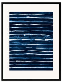 Kunsttryk i ramme Electric Ink Stripes Navy