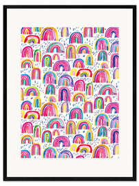 Kunsttryk i ramme Colorful watercolor rainbows