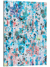 Aluminium print Graffiti flowers blue