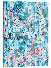 Canvas print Graffiti flowers blue