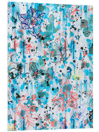 Foam board print Graffiti flowers blue