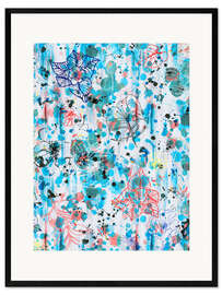 Innrammet kunsttrykk Graffiti flowers blue