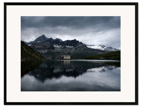Ingelijste kunstdruk Shore of the Schwarzsee, Switzerland