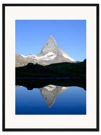 Gerahmter Kunstdruck Gipfelreflexion des Matterhorns