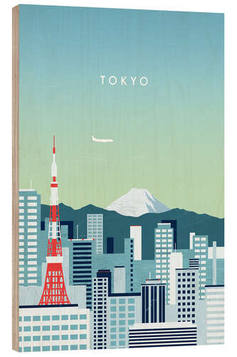 Holzbild Tokyo Illustration