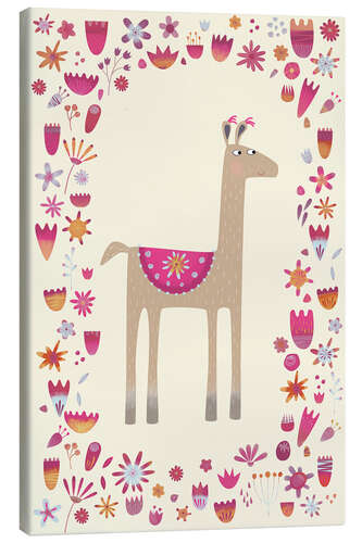 Canvas-taulu Llama with Flowers