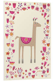 Foam board print Llama with Flowers