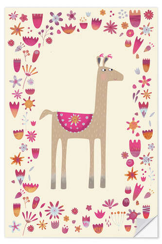 Vinilo para la pared Llama con flores