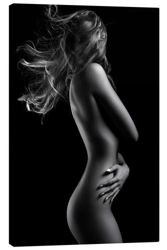 Canvas print Female nude with blowing hair