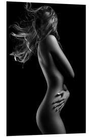 Foam board print Female nude with blowing hair