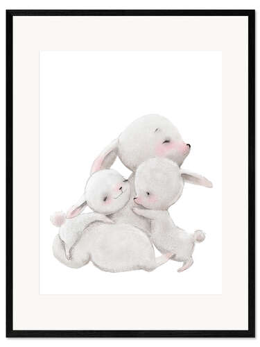 Kehystetty taidepainatus Cuddly bunnies