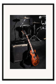 Gerahmter Kunstdruck Gitarre und Verstärker