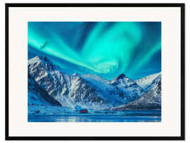 Framed art print Northern Lights over the Lofoten