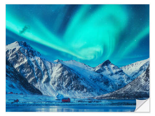 Wandsticker Nordlichter über den Lofoten