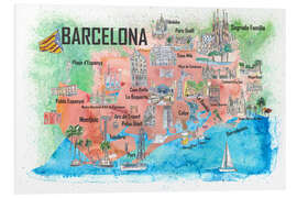 Quadro em PVC Mapa de Barcelona com vistas