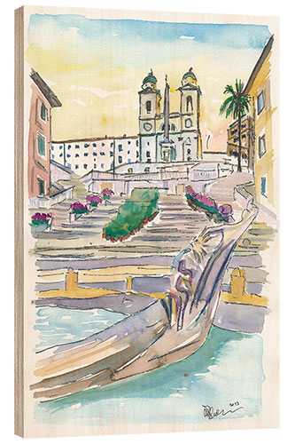 Wood print Piazza Spagna, Rome