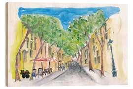 Holzbild Morgenspaziergang auf La Rambla, Barcelona - M. Bleichner