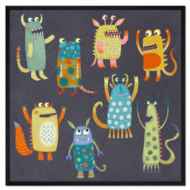 Gerahmter Kunstdruck Monster Party